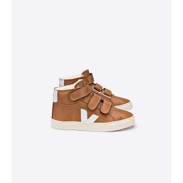 Coffee Kids' Veja ESPLAR MID FURED LEATHER High Tops | AU 687WNB